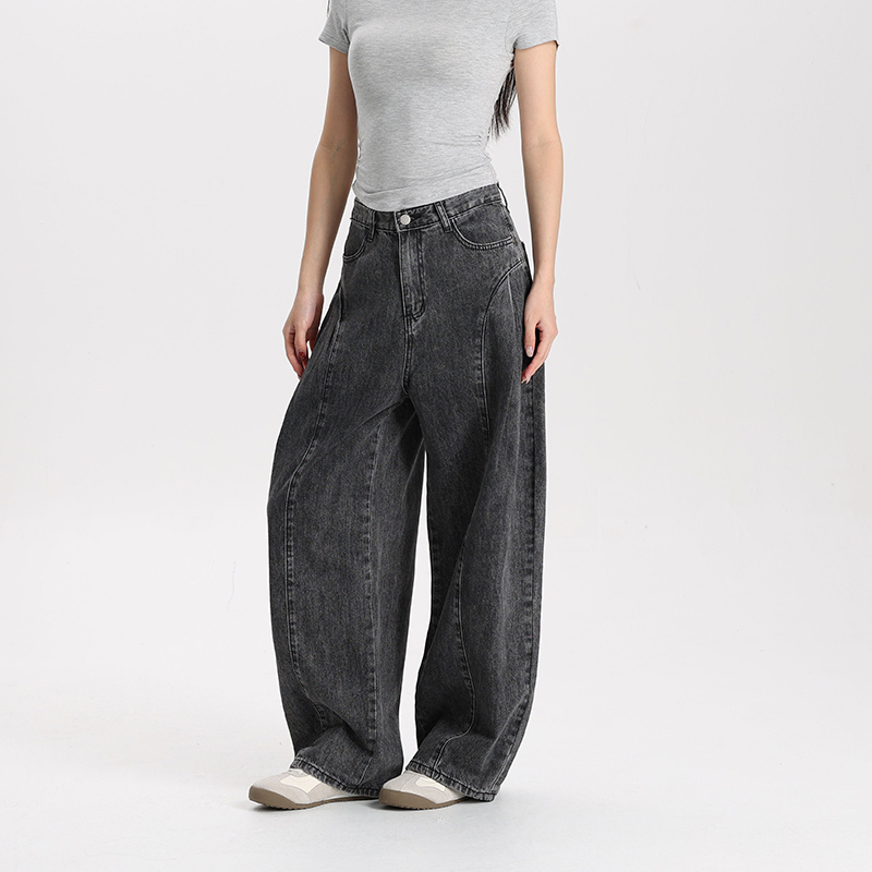 Women's Vintage Washed Black Wide-Leg Jeans